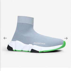 NWT - Grey Balenciaga Sock Shoes with Green Sole